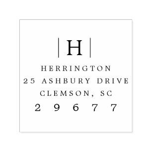 Classic monogram self inking return address stamp