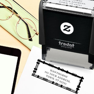 Classic Monogram Simple Return Address Name Plaid Self-inking Stamp