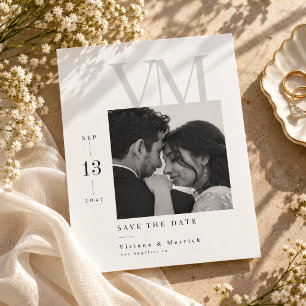 Classic Monogram Single Photo Wedding Save The Date