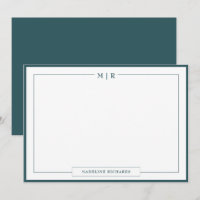 Classic Monogram Smoke Green Border Stationery