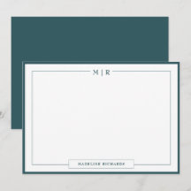 Classic Monogram Smoke Green Border Stationery