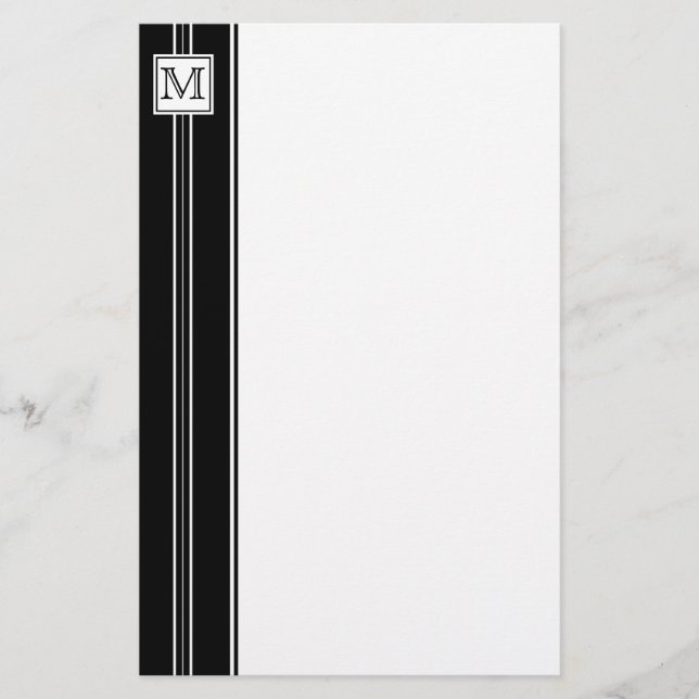 Classic Monogram Striped Stationery (Front)