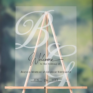 Classic Monogram Wedding Crest Black And White Acrylic Sign