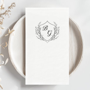 Classic monogram wedding crest black and white napkin