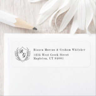 Classic monogram wedding crest return address