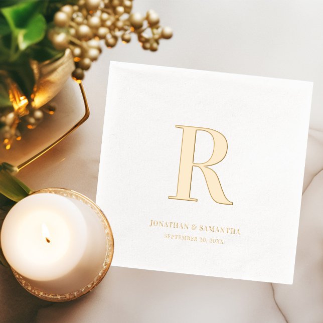 Classic Monogram Wedding Minimalist Gold Foil Foil Napkins (Creator Uploaded)