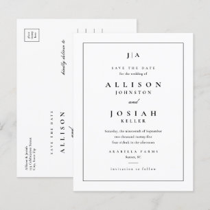 Classic Monogram Wedding Save The Date Announcement Postcard