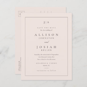 Classic Monogram Wedding Save The Date Announcement Postcard