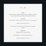 Classic Monogram White Custom Wedding Square Menu<br><div class="desc">Custom Classic Minimalist Monogram Traditional Typography Wedding Square Menu in Black and White</div>