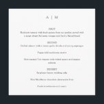 Classic Monogram White Custom Wedding Square Menu<br><div class="desc">Custom Classic Minimalist Monogram Traditional Typography Wedding Square Menu in Black and White</div>