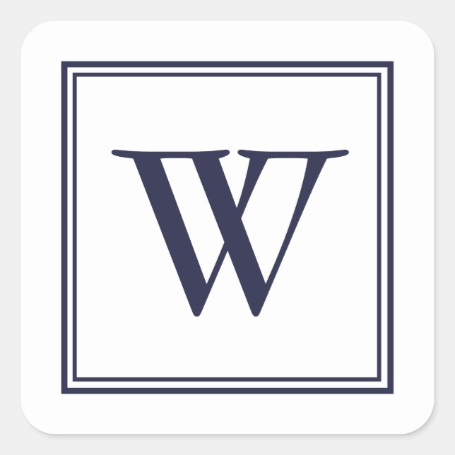 Classic Monogram with Border Square Stickers (Front)