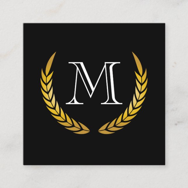 Classic Monogram with Chic Decorative Elements Square Business Card (Front)