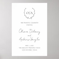 Classic Monogram Wreath Crest Elegant Wedding
