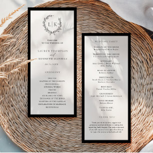 Classic Monogram Wreath Wedding Program Programme