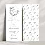classic monogrammed elegant the wedding crest programme<br><div class="desc">This is a rack card for the wedding ceremony program for a classic romantic outdoor,  garden-inspired wedding or just a simply love florals and botanicals with its clean,  classic element of design elegance and text typography by Phrosne Ras Design. 
This invite is part of a unique suite and collection.</div>