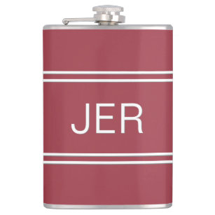 Classic Monogrammed Initials Drink Red For Him Hip Flask