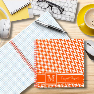 Classic Monogrammed Orange Houndstooth Graph Paper Notebook