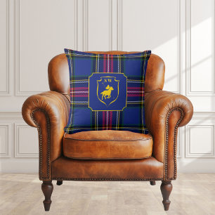 Classic Monogrammed Polo Equestrian Tartan Plaid Cushion