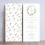 classic monogrammed sage green the wedding crest programme<br><div class="desc">This is a rack card for the wedding ceremony program for a classic romantic outdoor,  garden-inspired wedding or just a simply love florals and botanicals with its clean,  classic element of design elegance and text typography by Phrosne Ras Design. 
This invite is part of a unique suite and collection.</div>