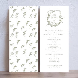 classic monogrammed sage green the wedding crest programme