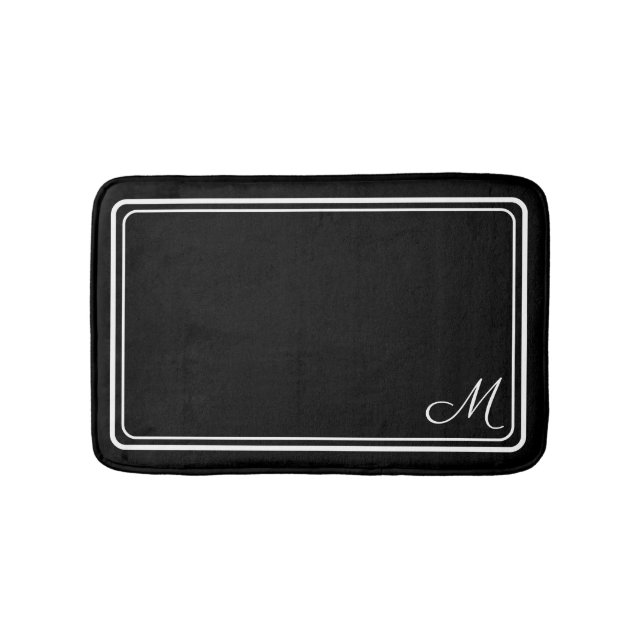 Classic Monogrammed Trendy Black & White  Bath Mat (Front)