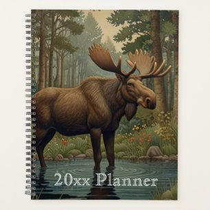 Classic moose boho woodland forest greenery planner