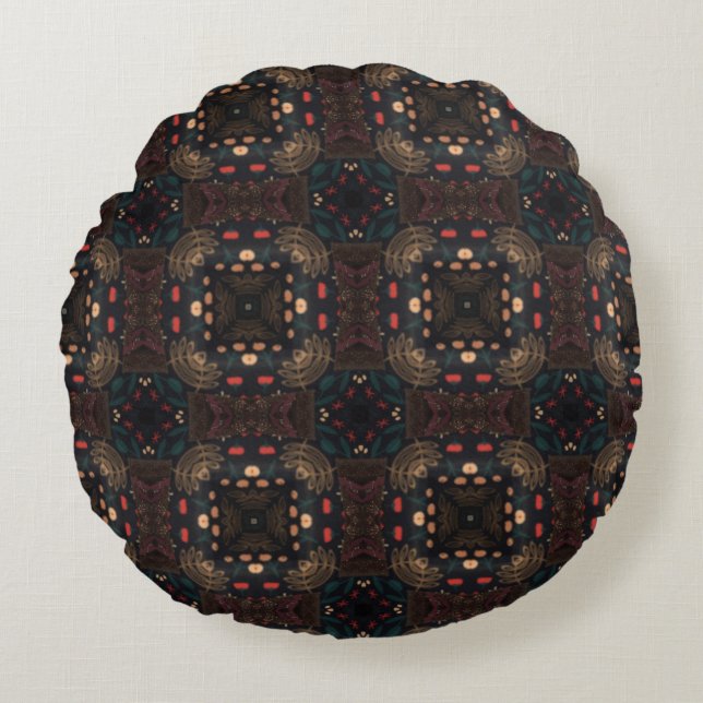 Classic Moroccan Geometric Decorative Patterns Round Cushion (Front)