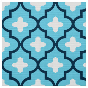Classic Moroccan Tile, Indigo and Sky Blue Fabric