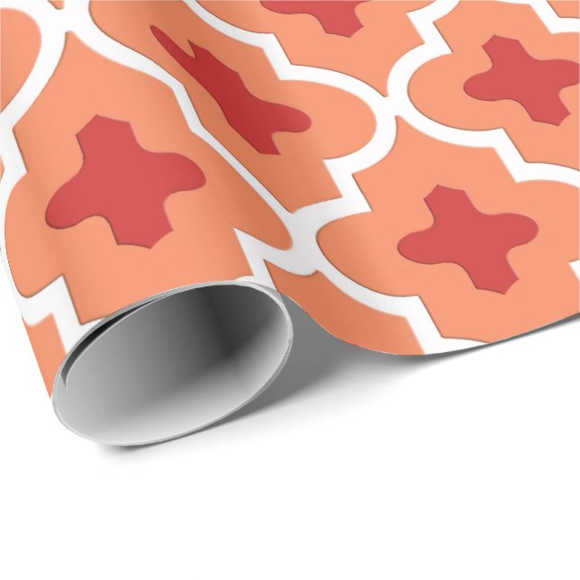 Classic Moroccan Tile, Mandarin Orange Wrapping Paper (Roll Corner)