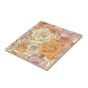 Classic Mosaic Rose Ceramic Tiles  For Hallways