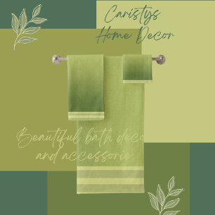 Classic Moss Green with Striped Border Towel