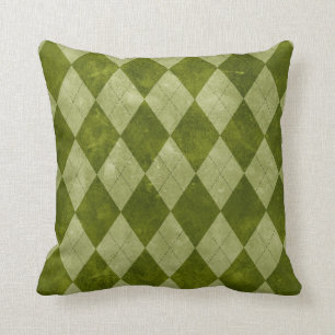 Classic Mossy Green Argyle Geometric Pattern Cushion