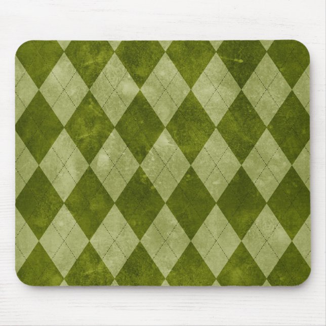 Classic Mossy Green Argyle Geometric Pattern Mouse Pad (Front)