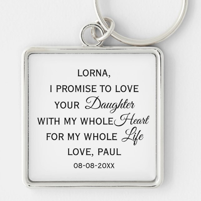 Classic Mother of Bride Wedding Gift From Groom Key Ring (Front)