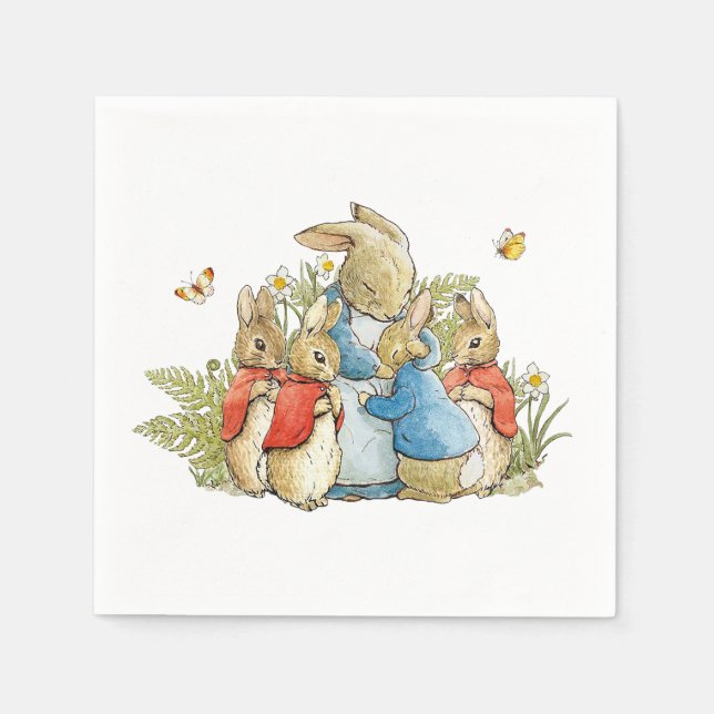 Classic Mother Rabbit and bunnies Napkin (Front)
