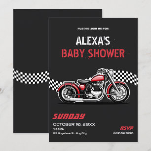Classic motorbike baby shower invitation