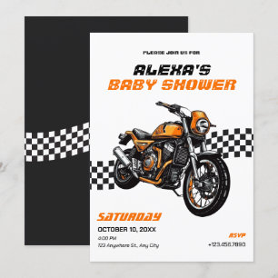 Classic motorbike baby shower invitation