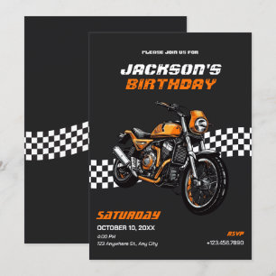 Classic motorbike Birthday Invitation