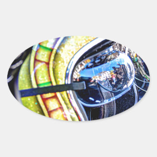 Classic motorcycle helmet oval sticker