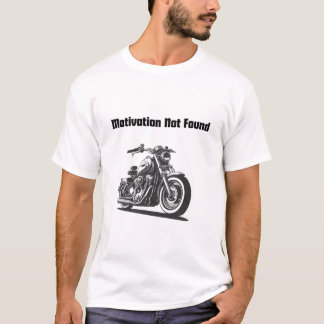 Classic Motorcycle with "Motivation Not Found" T-Shirt