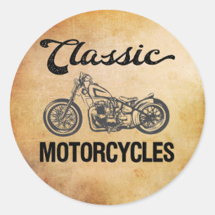 Classic Motorcycles vintage biker Round Sticker