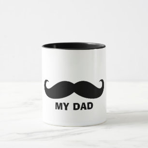 Classic Moustache Mug  Black  White Design dad