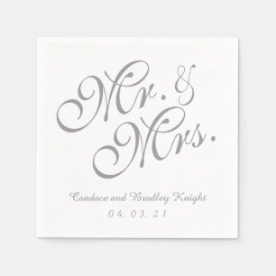 Classic Mr. and Mrs. Grey Wedding Paper Napkins