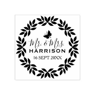 Classic Mr. & Mrs. Wedding Date Rubber Stamp