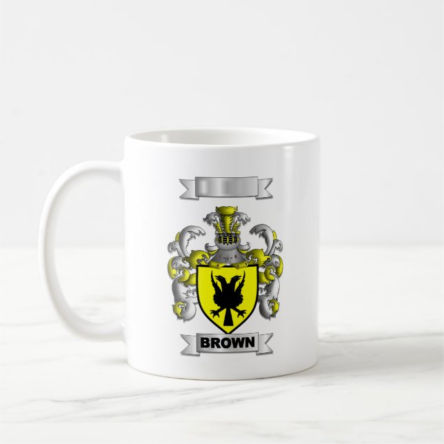 Classic Mug Brown Family Surname And Shield (Left)