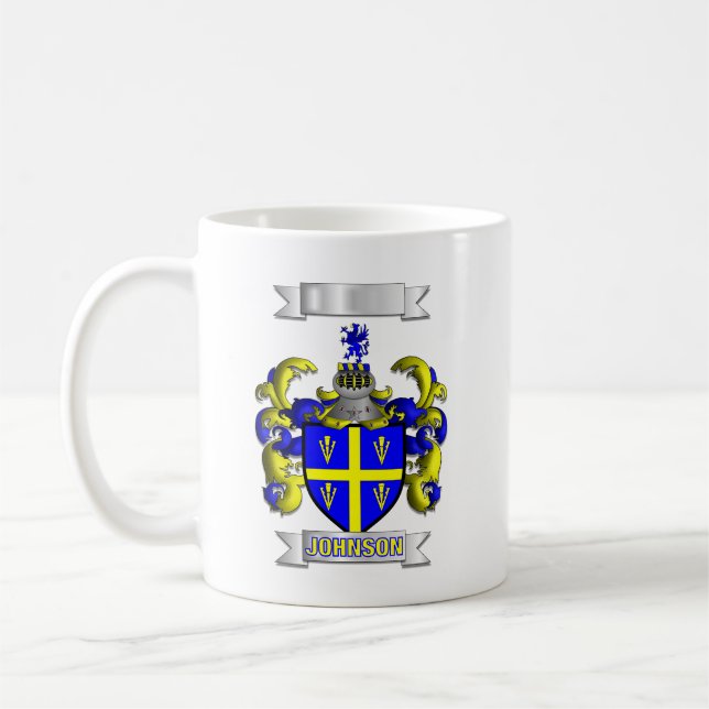 Classic Mug Johnson Family Surname And Shield (Left)