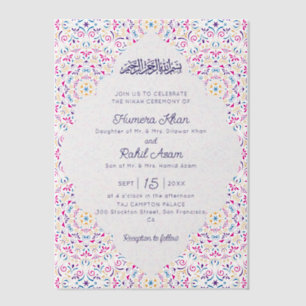 Classic Mughal Arch Mihrab Islamic Wedding Vellum Invitations