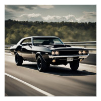 Classic Muscle Car Driving on Highway