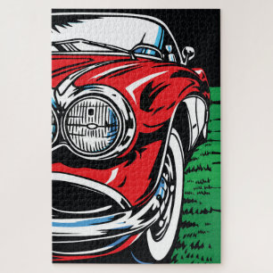 Classic Muscle Car Front Pop Art Retro Jigsaw Puzzle