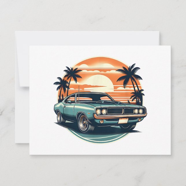 Classic Muscle Car Retro Vintage Style Invitation (Front)